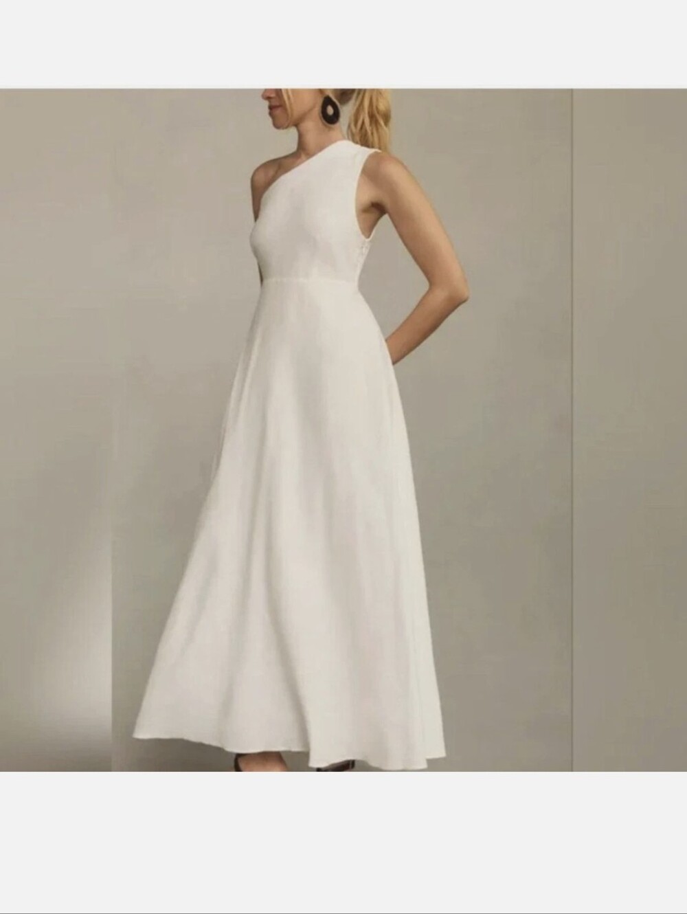NWT Anthropologie The Farm Rio One Shoulder White Maxi Dress Size XL